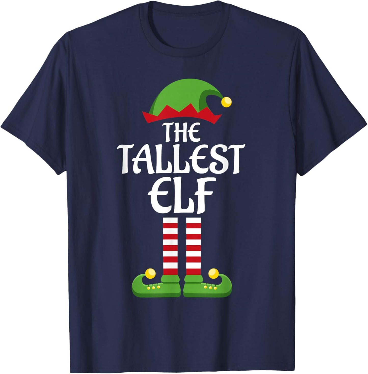 Tallest Elf Family Matching Group Christmas T-Shirt - T-Shirt | Navy
