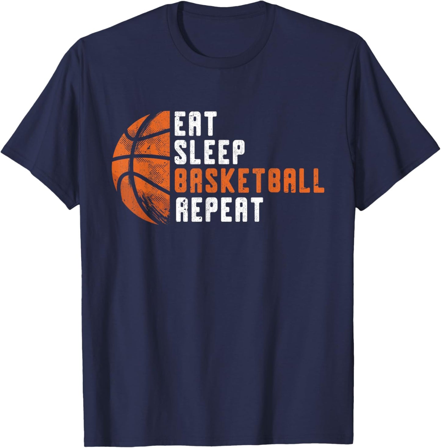 Basketball Coach Eat Sleep Basketball Repeat Basketball T-Shirt - T-Shirt | Navy