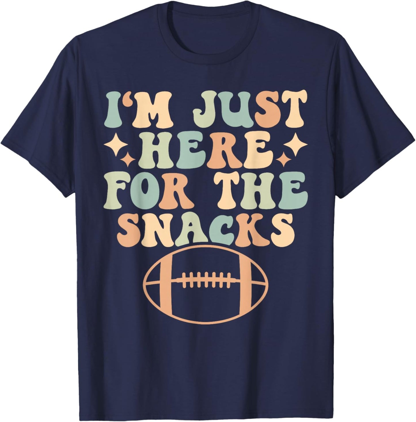 Retro I'm Just Here For The Snacks Fantasy Football T-Shirt - T-Shirt | Navy