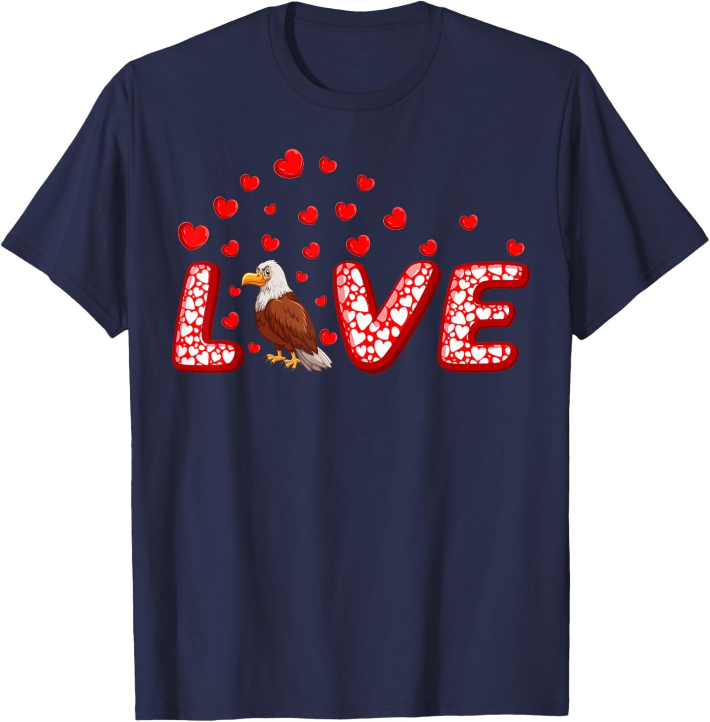 Eagle Bird Lover Funny Hearts Love Eagle Valentine's Day T-Shirt - T-Shirt | Navy