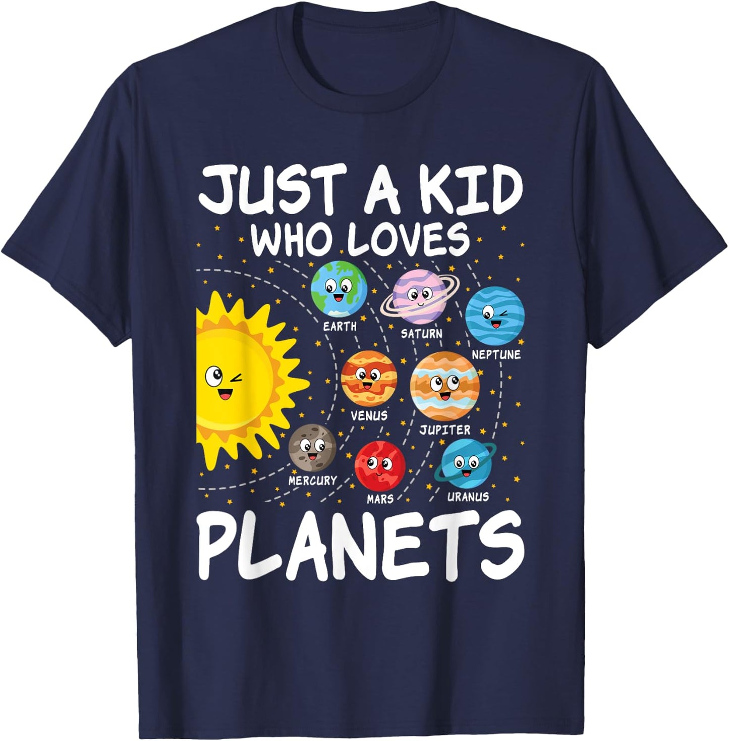 Just A Kid Who Loves Planets Space Solar System Boy Girl Kid T-Shirt - T-Shirt | Navy