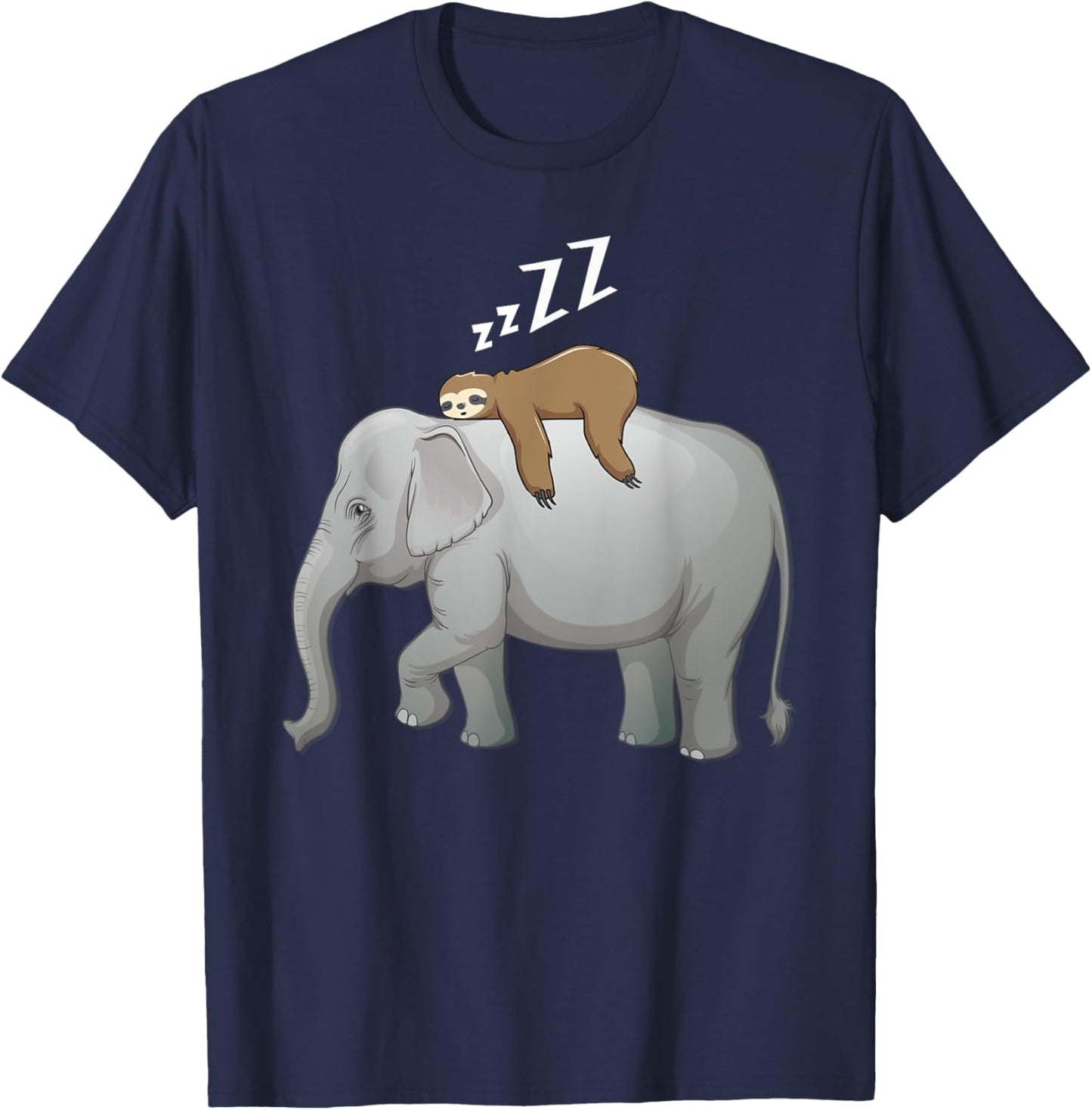 Elephant and sloth sleep lazy on the elephant wild animal T-Shirt - T-Shirt | Navy