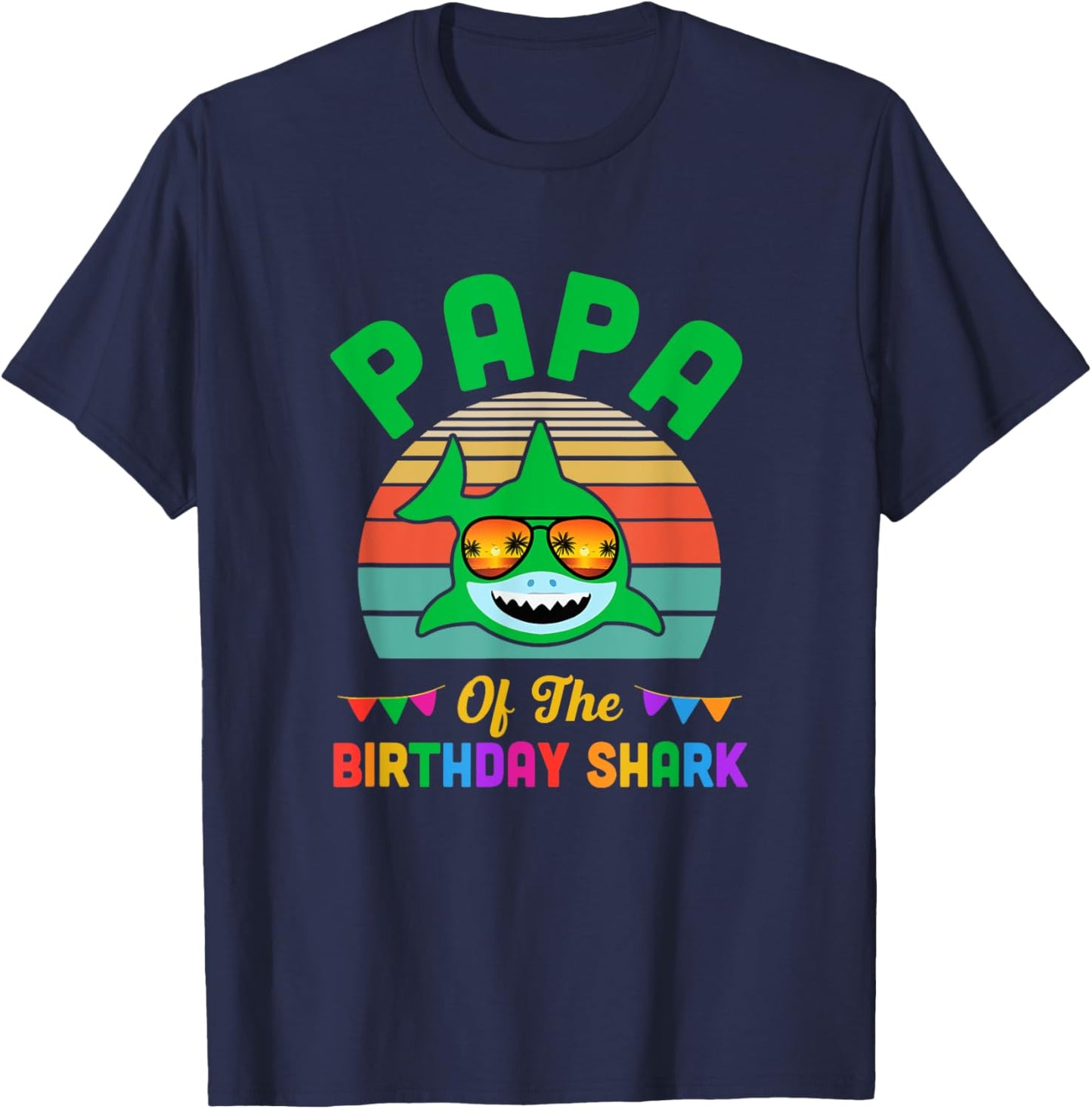 Papa Of The Shark Birthday Papa Matching Family T-Shirt - T-Shirt | Navy