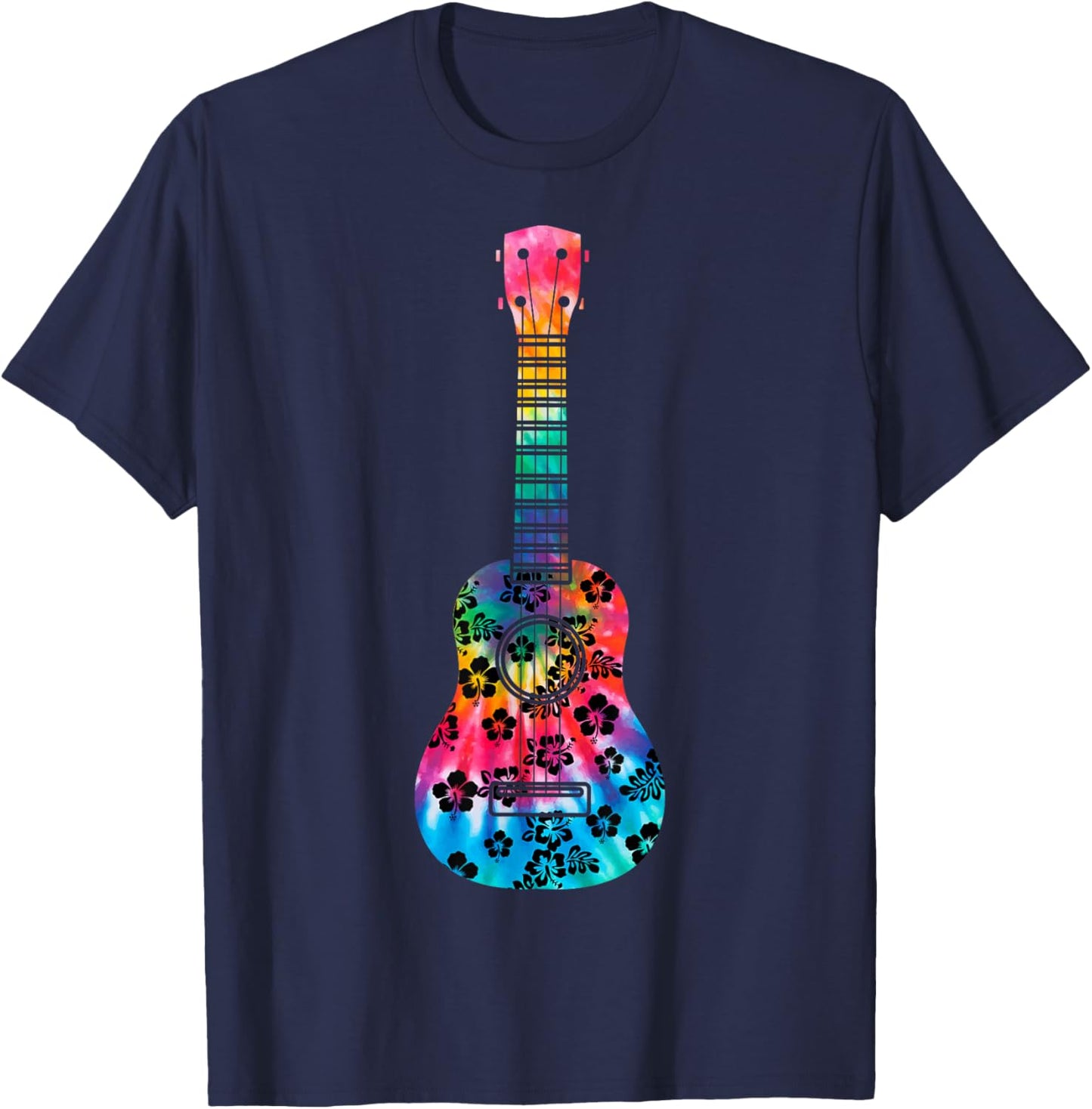 Tie Dye Ukulele Player Hawaiian T-Shirt - T-Shirt | Navy
