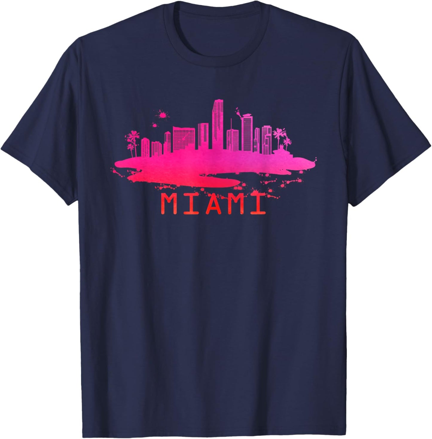 Modern Miami Cityscape Souvenir - Miami Skyline T-Shirt - T-Shirt | Navy