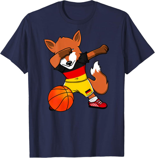 Dabbing Fox Germany Basketball Fans Jersey German Flag Sport T-Shirt - T-Shirt | Navy