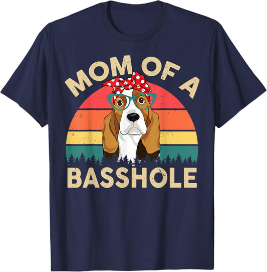 CAT Basset-Hound Gifts Mom Of A Basshole Funny Women's T-Shirt - T-Shirt | Navy