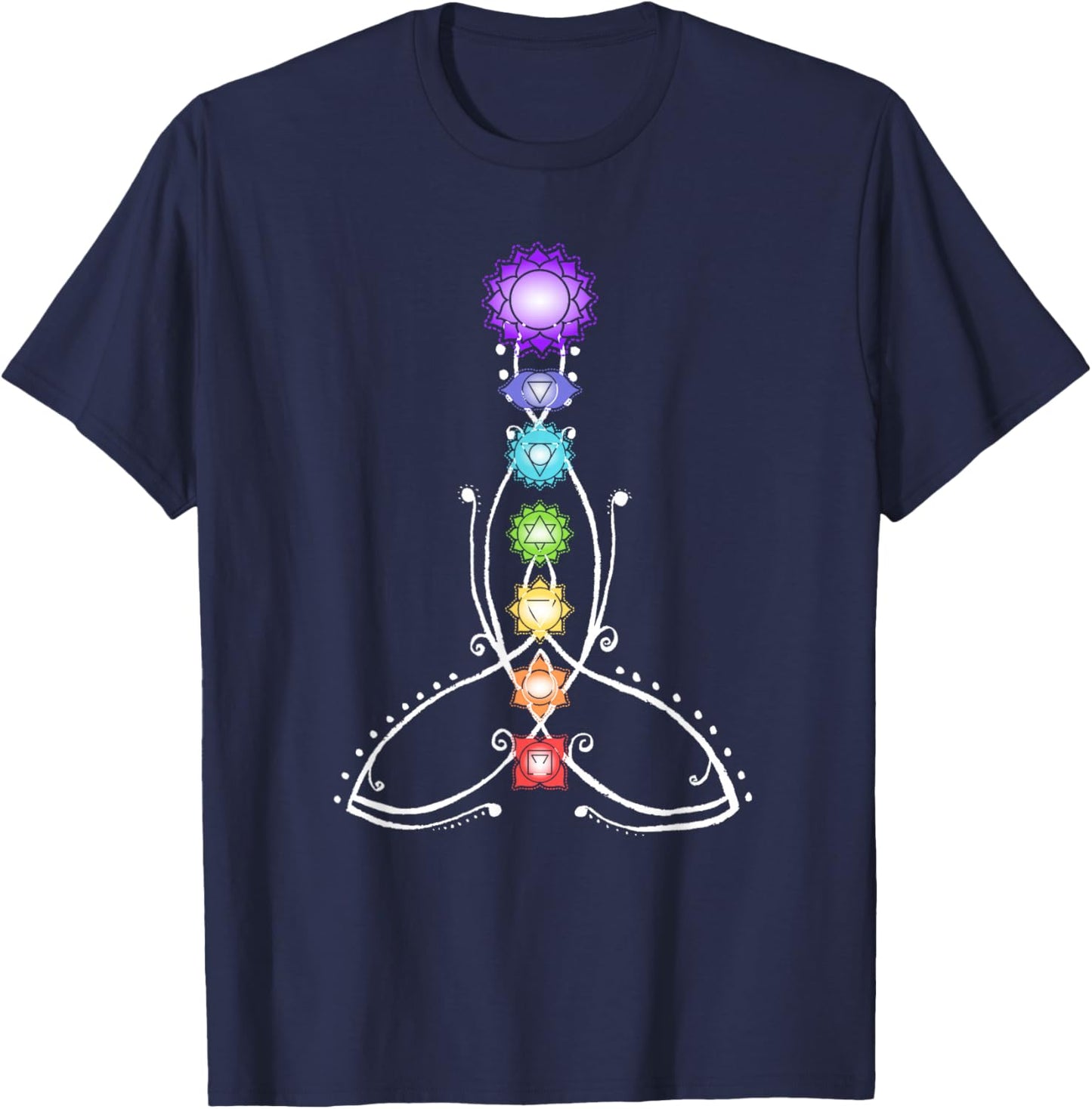 Yoga Meditation Spiritual Body Energy Centres Chakra T-Shirt - T-Shirt | Navy