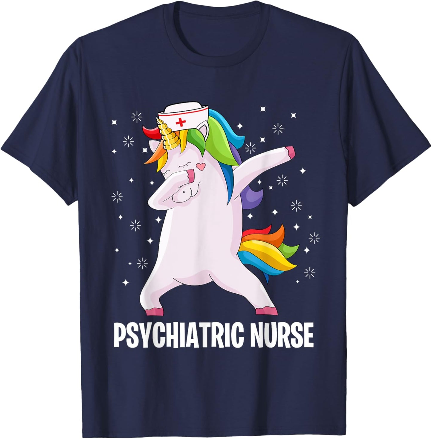 Psychiatric Nurse Dab Unicorn RN Mental Health Psych Nurse T-Shirt - T-Shirt | Navy