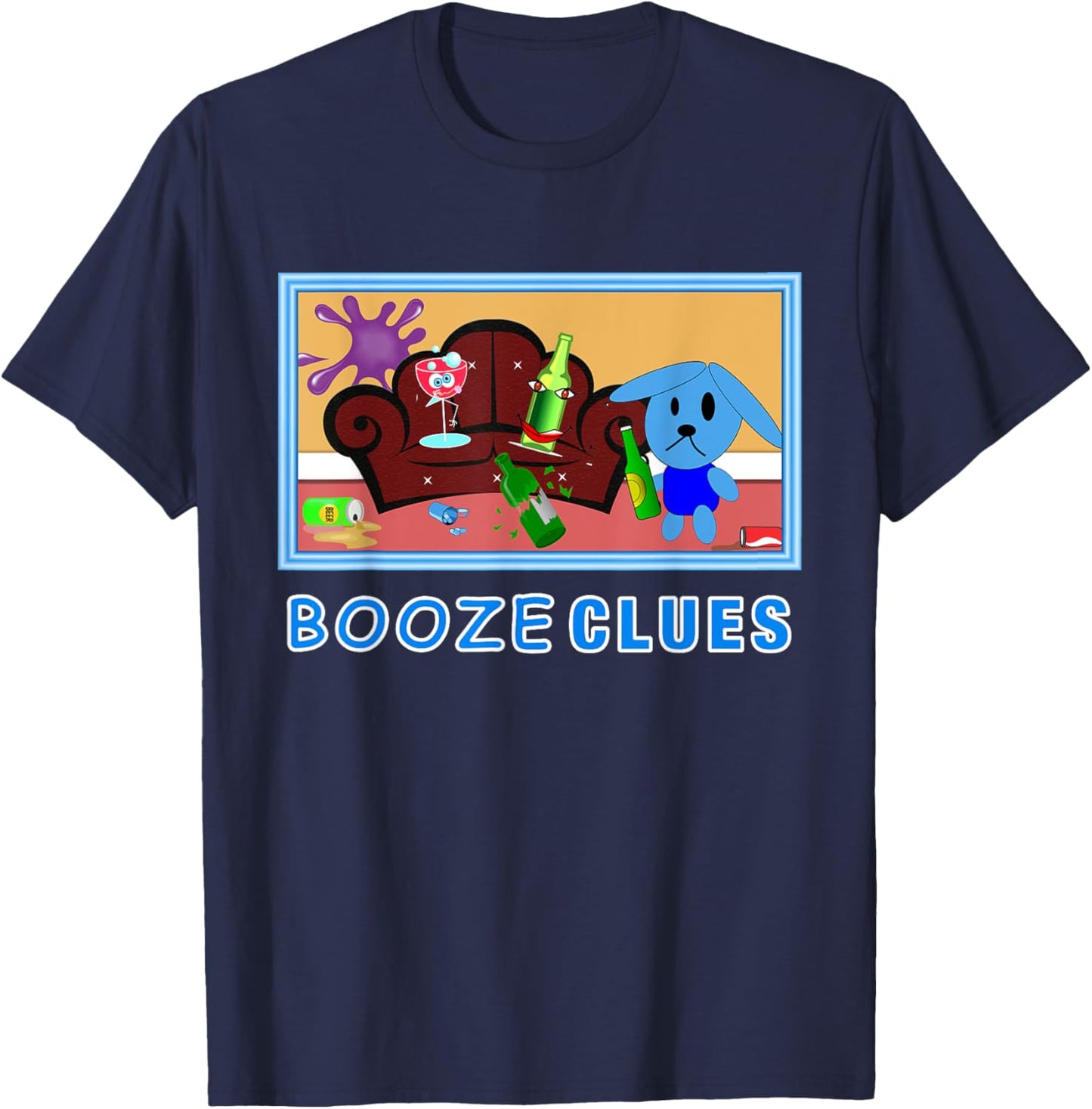 Booze Clues Shirt Funny Booze Drinking Partying Bachelor T-Shirt - T-Shirt | Navy