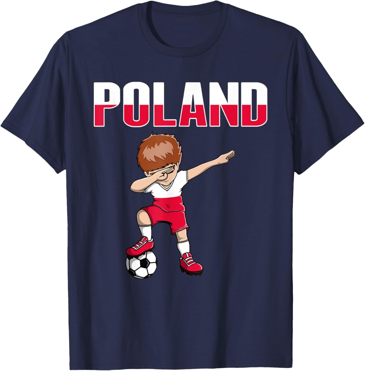 Dabbing Soccer Boy Poland Soccer Fans Jersey Polish Football T-Shirt - T-Shirt | Navy