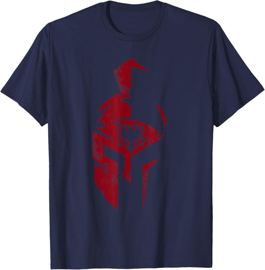 Albanian Flag Warrior Shqip Shqiponja Albanian Eagle T-Shirt - T-Shirt | Navy