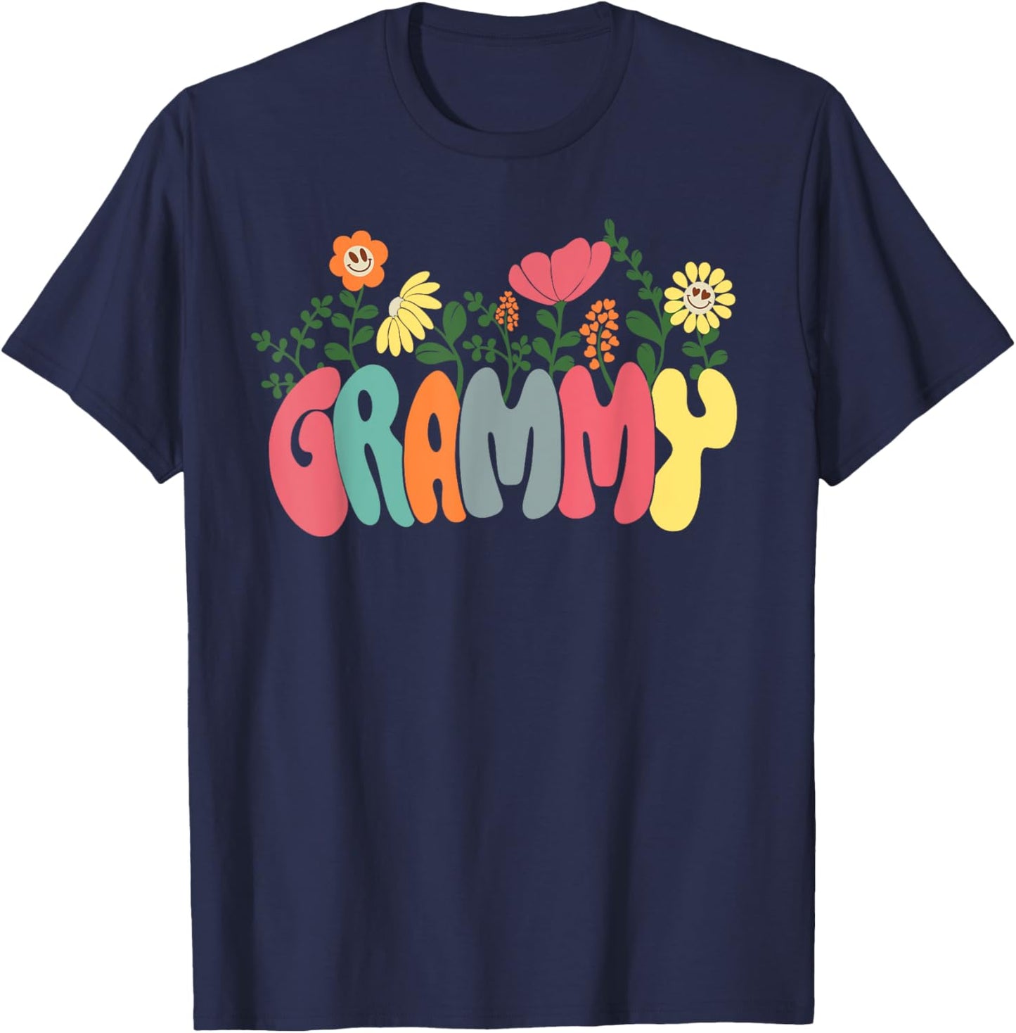 Floral Grammy Cute Grammy Mothers Day T-Shirt - T-Shirt | Navy