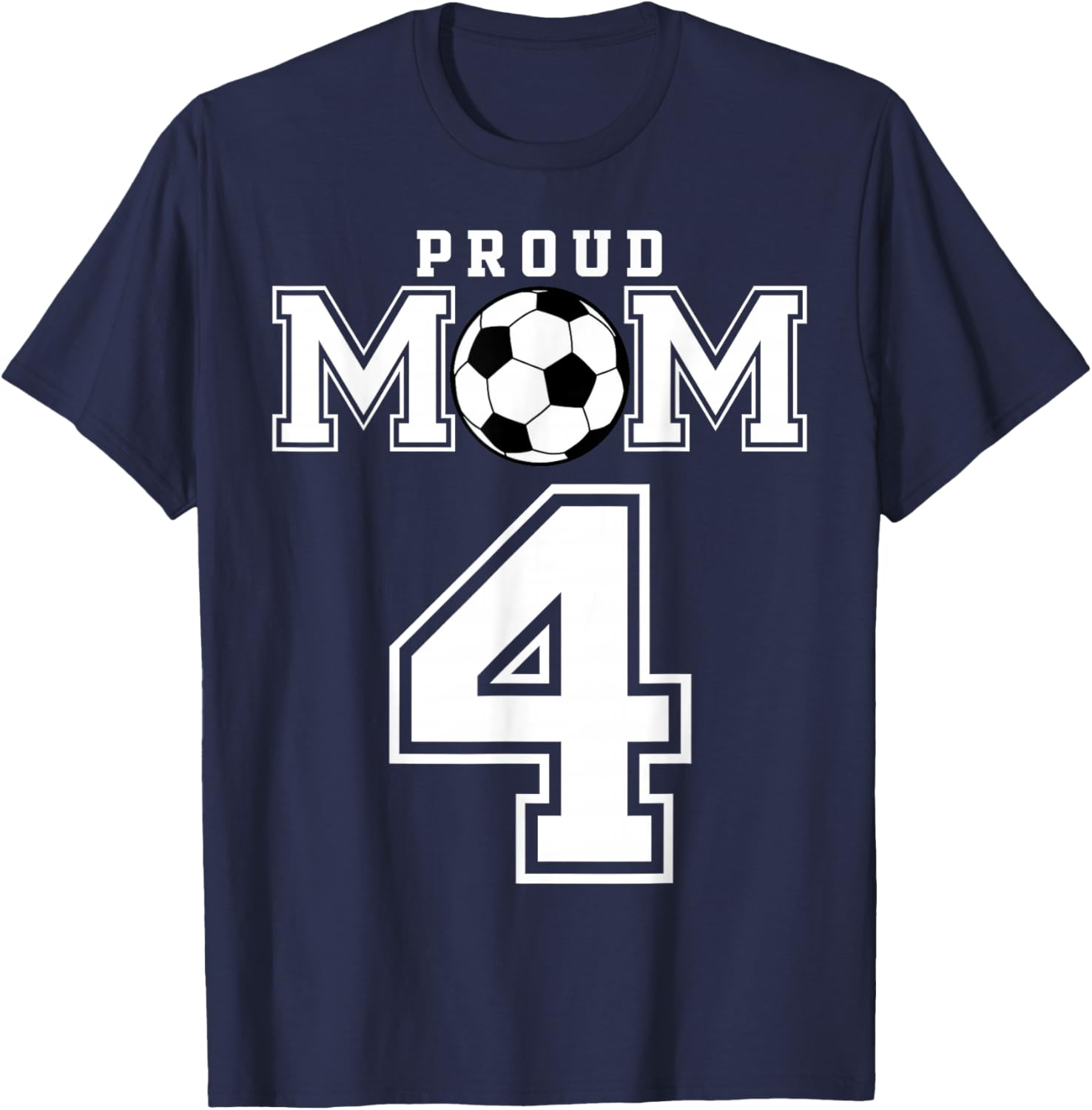 Number 4 Custom Proud Soccer Futbol Mom Personalized Women T-Shirt - T-Shirt | Navy