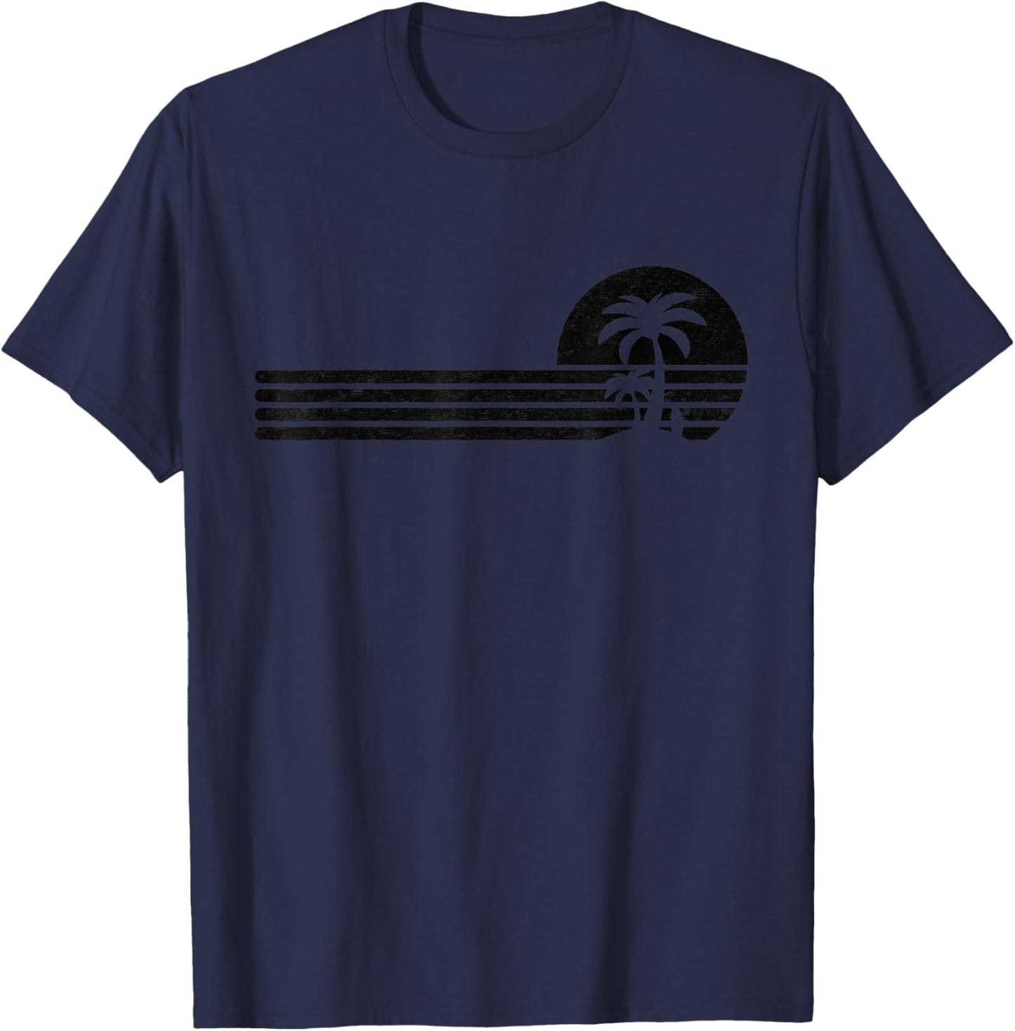 Palm Tree Retro Vintage Tropical Island Beach Vacation Surf Women Kids T-Shirt - T-Shirt | Navy