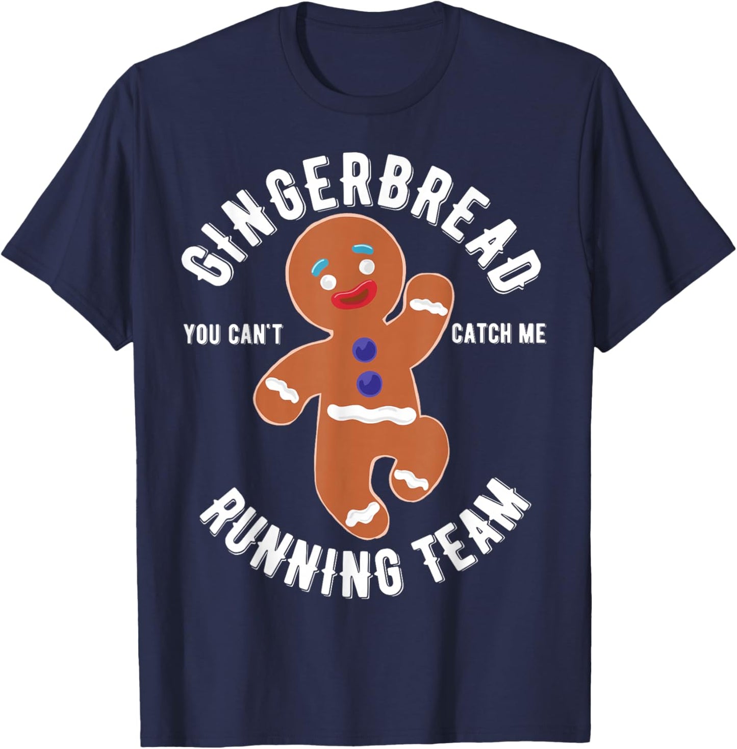 Miftees Christmas Gingerbread Running Team Adult Black Short Sleeve Classic Fit T-Shirt - T-Shirt | Navy