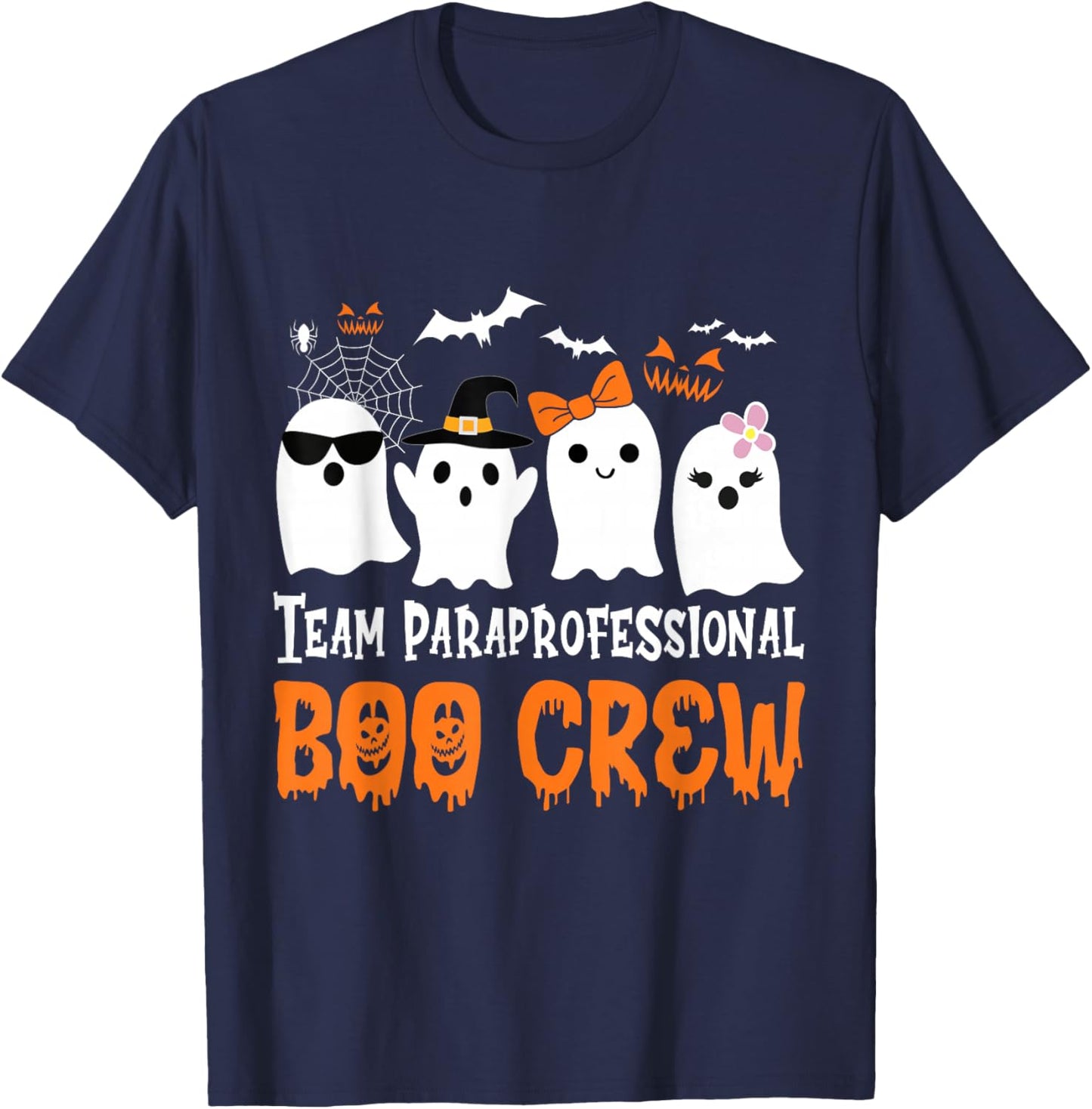 Team Paraprofessional Boo Crew Halloween Ghost T-Shirt - T-Shirt | Navy