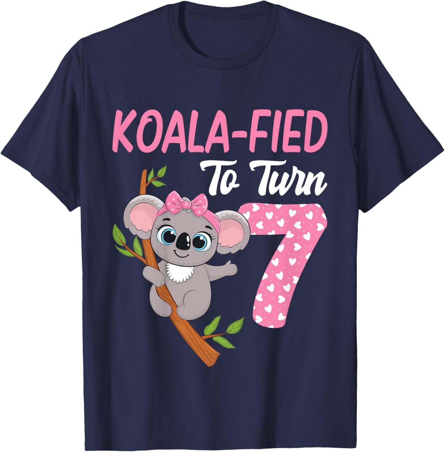 7 Year Old Koala 7th Birthday Party Animal Koala Lover T-Shirt - T-Shirt | Navy