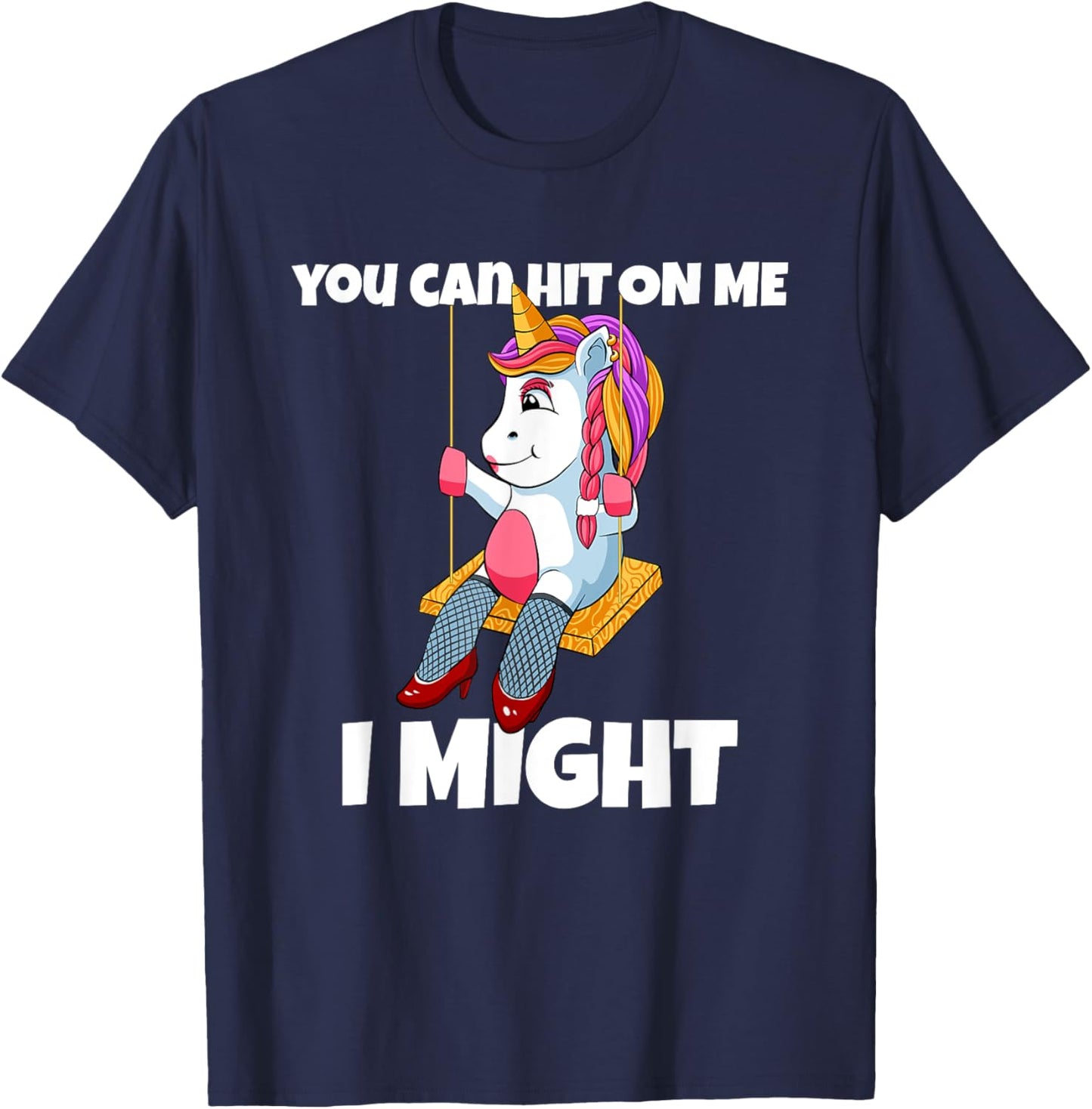 Hit On Me I Might Unicorn Swinger Upside Down Pineapple T-Shirt - T-Shirt | Navy