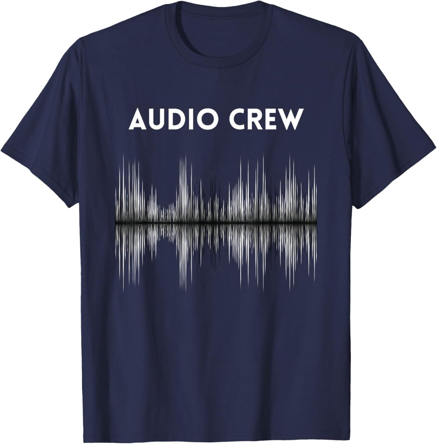 AUDIO CREW Uniform, White & Black Sound Waves, Audio Visual T-Shirt - T-Shirt | Navy