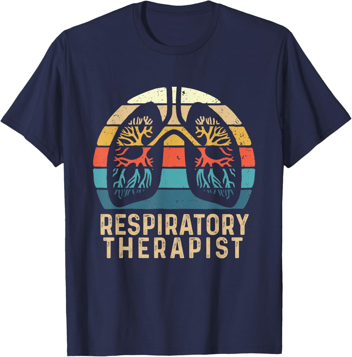 Respiratory Therapist - Retro Vintage Lungs Pulmonology RT T-Shirt - T-Shirt | Navy