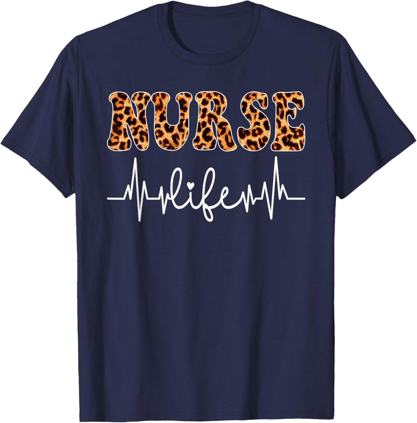 Leopard Nurse Life Nursing Nurse's Day T-Shirt - T-Shirt | Navy