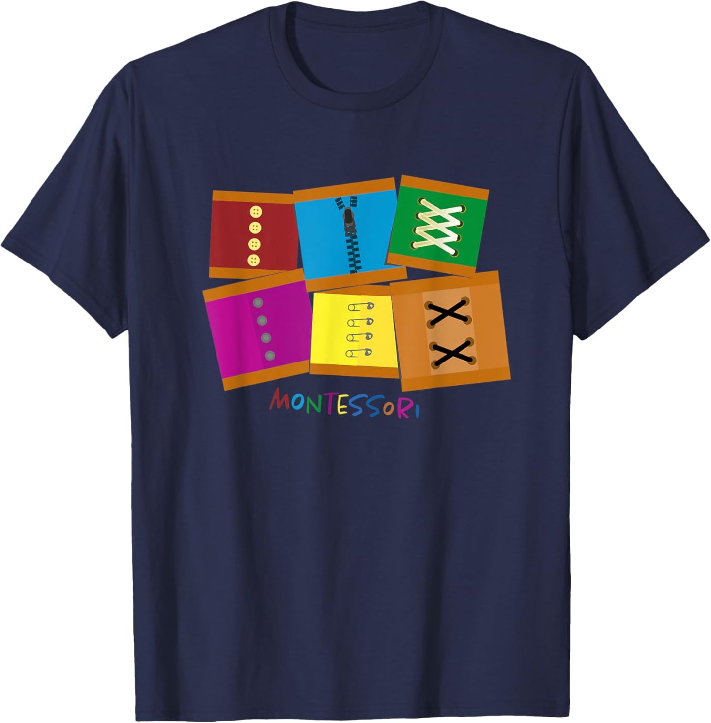 Montessori Dressing Frames - Montessori Material T-Shirt - T-Shirt | Navy