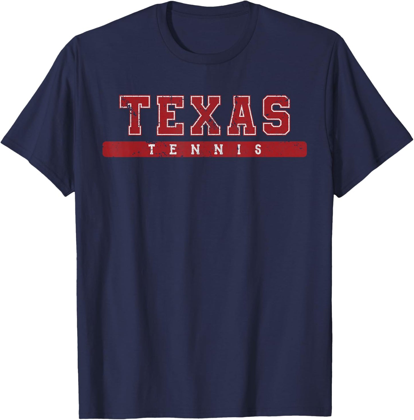 Texas Tennis Red Vintage Text T-Shirt - T-Shirt | Navy