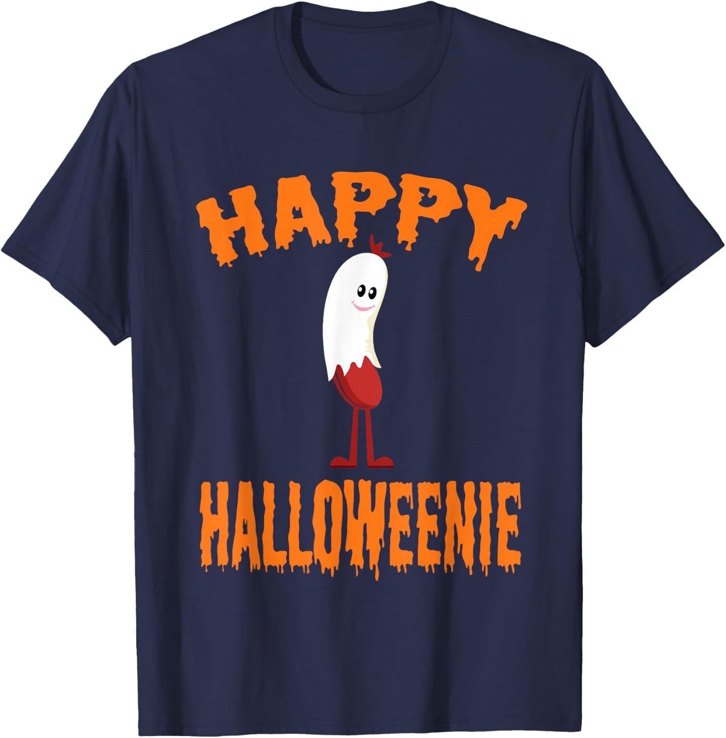 Happy Halloweenie Adult Halloween Humor Joke Hotdog T-Shirt - T-Shirt | Navy