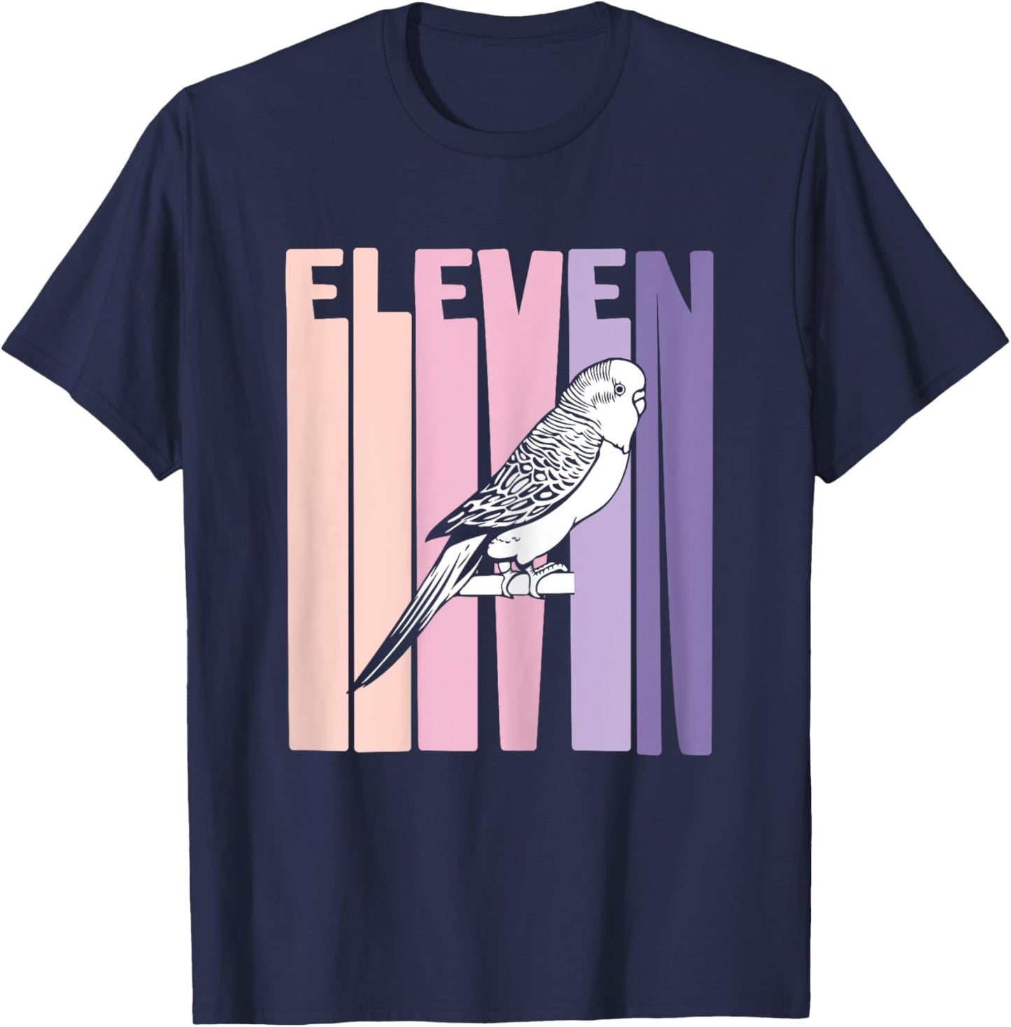11 Year Old Budgie Parakeet Lover Birthday Girl 11th B-Day T-Shirt - T-Shirt | Navy
