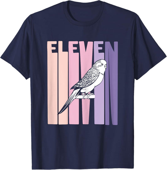 11 Year Old Budgie Parakeet Lover Birthday Girl 11th B-Day T-Shirt - T-Shirt | Navy