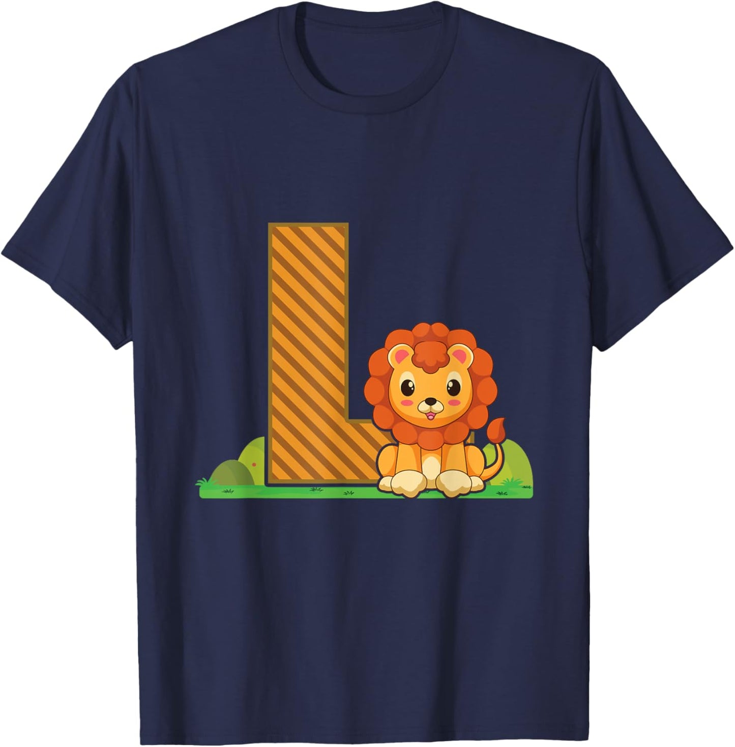Letter L Lion Alphabet Last Name Consonant Initials Animal T-Shirt - T-Shirt | Navy