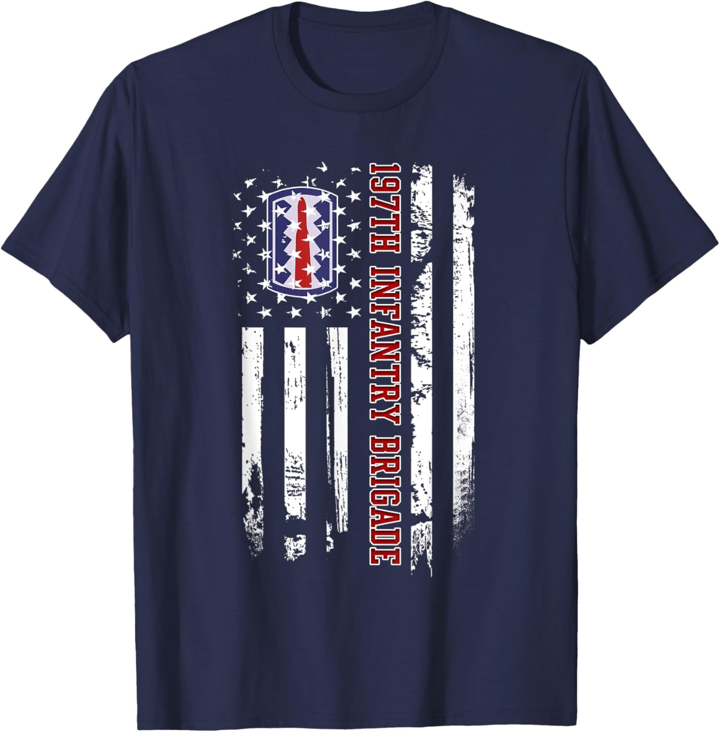 197th Infantry Brigade Veteran USA Flag Veterans Day Xmas Women Men T-Shirt - T-Shirt | Navy