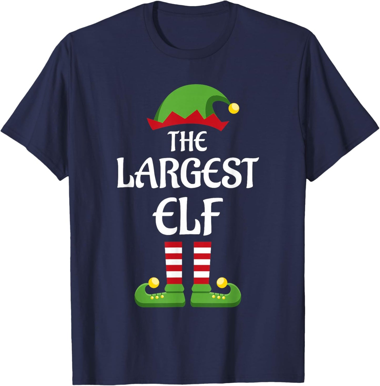 Largest Elf Family Matching Group Christmas T-Shirt - T-Shirt | Navy