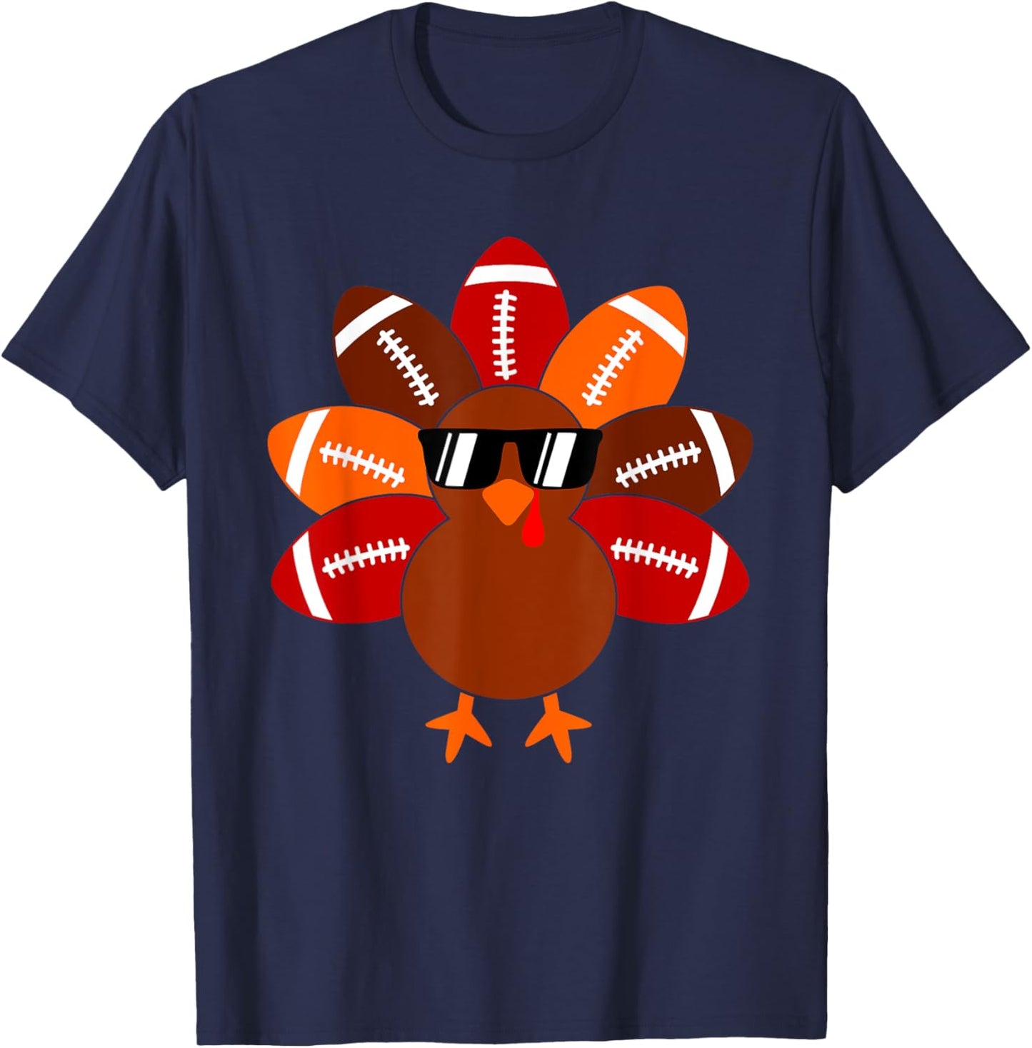 Football Turkey Balls Thanksgiving Shirt Boys Kids Men Women T-Shirt - T-Shirt | Navy