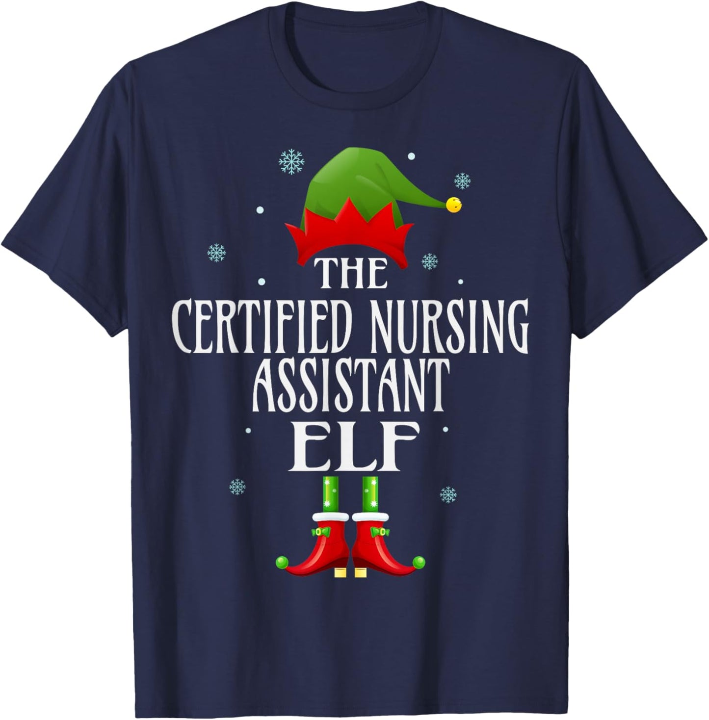 CNA Certified Nursing Assistant Elf Xmas Matching Christmas T-Shirt - T-Shirt | Navy