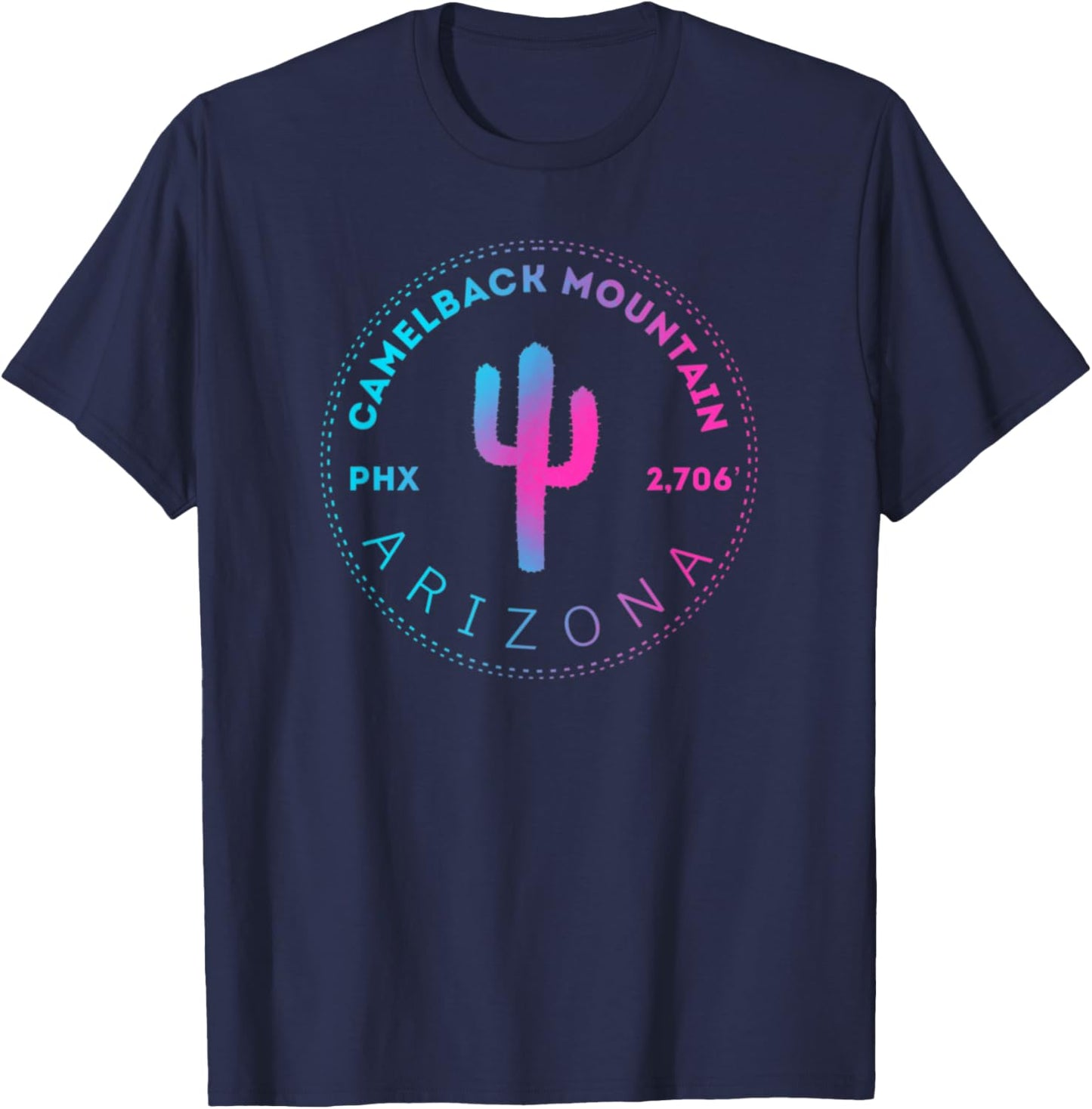 Camelback Mountain AZ - Phoenix Arizona Retro Cactus T-Shirt - T-Shirt | Navy