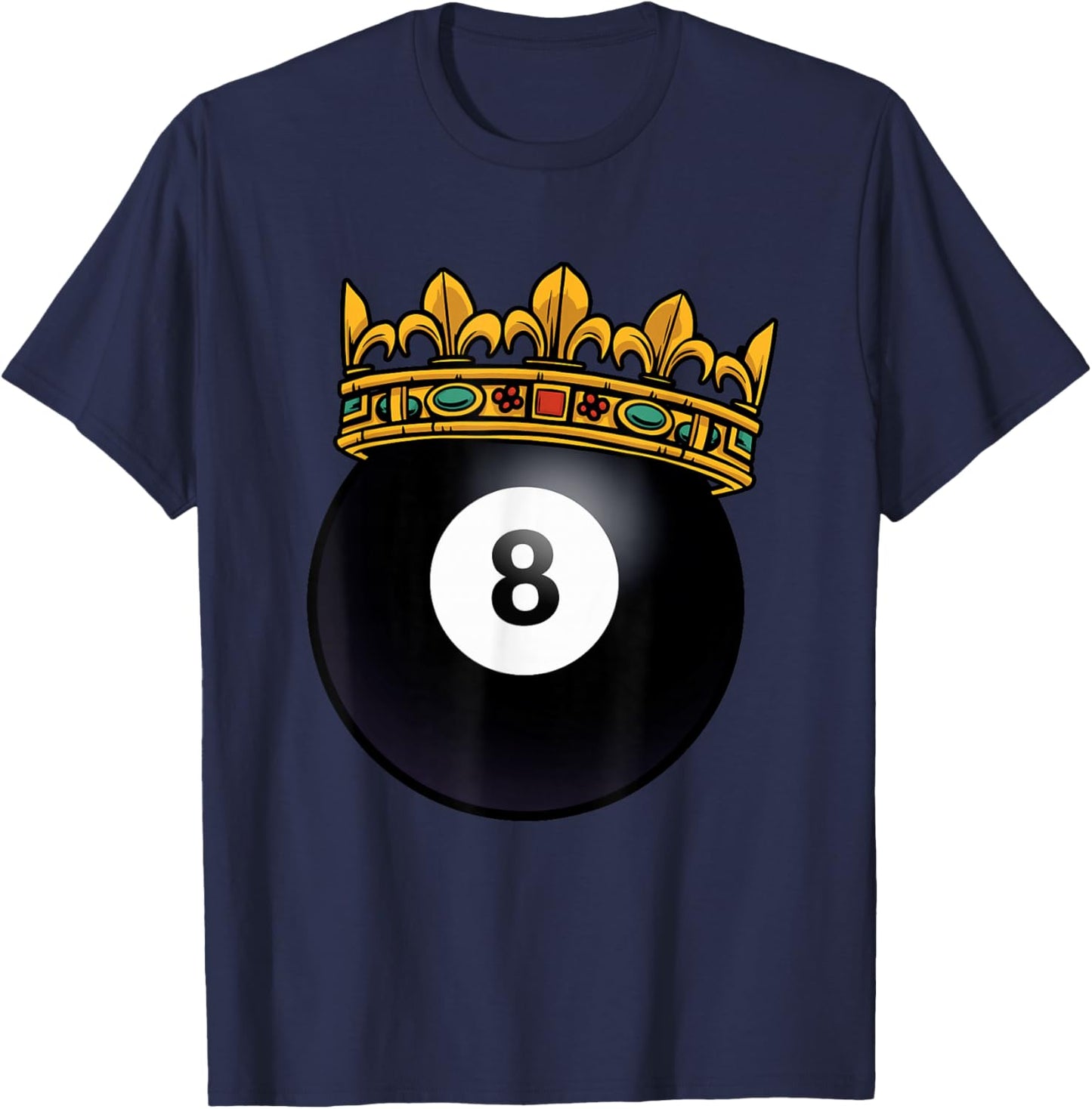 Billiards Player King Crown Pool Table Snooker Pyramid T-Shirt - T-Shirt | Navy