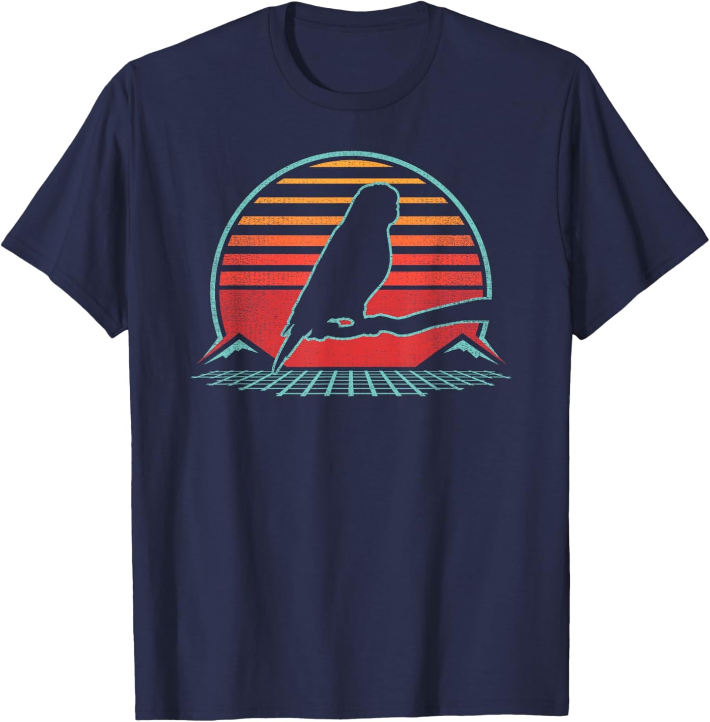 Budgie Budgerigar Pet Bird Retro Parakeet Vintage 80s Style T-Shirt - T-Shirt | Navy