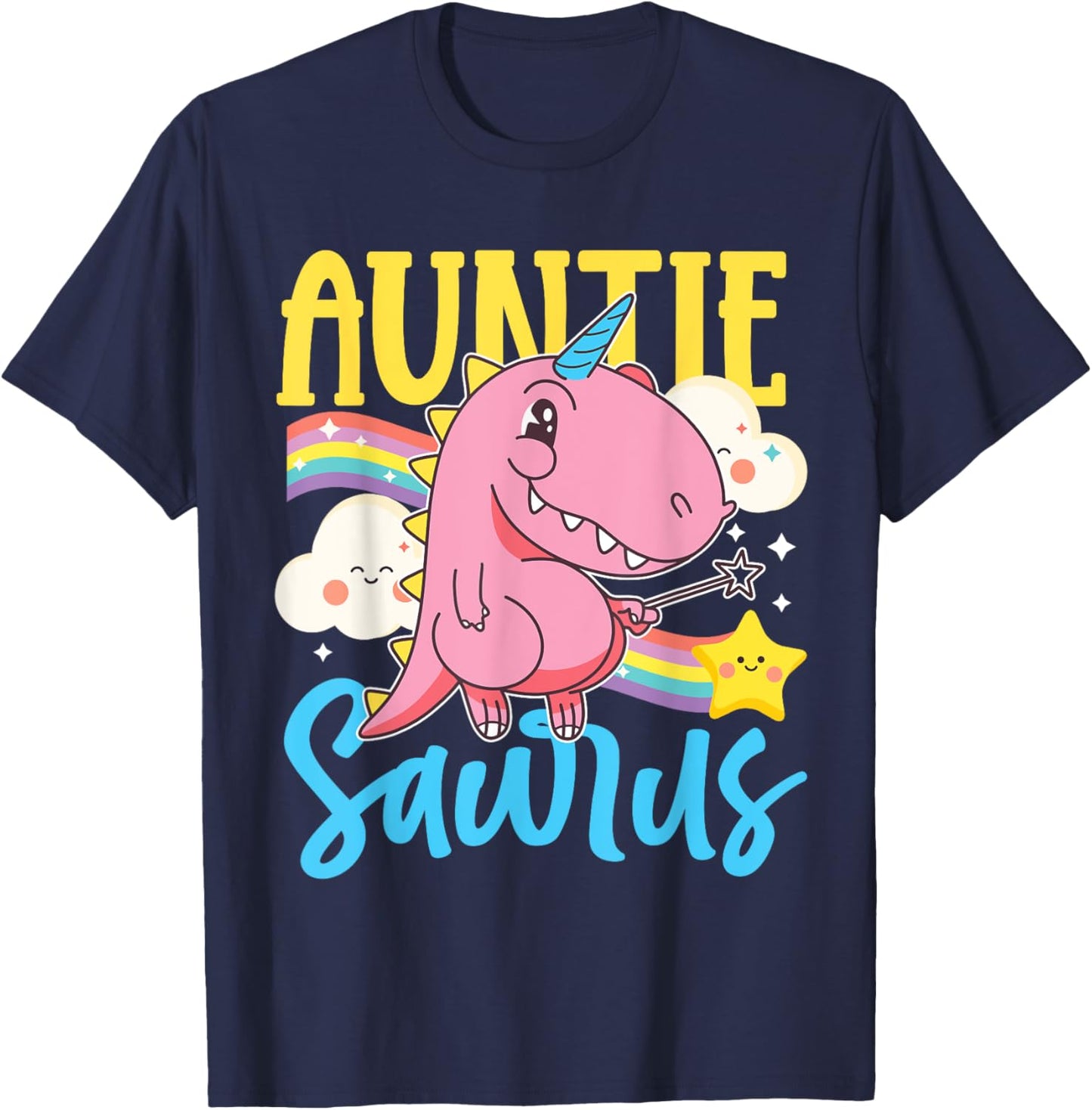 Cute Auntie Saurus Design For Aunt To Be T-Shirt - T-Shirt | Navy