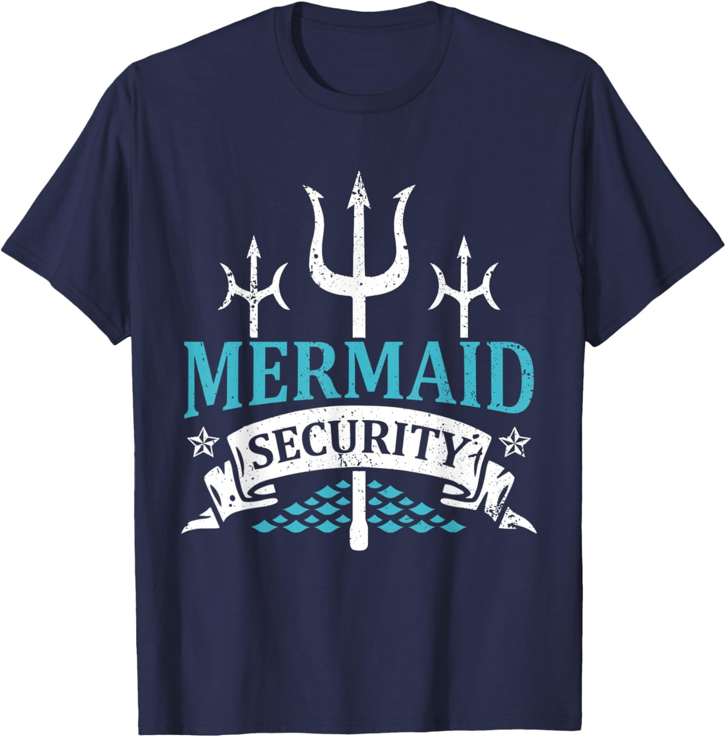 Merman Mermaid Party Swimming Sea Waves - Mermaid Security T-Shirt - T-Shirt | Navy