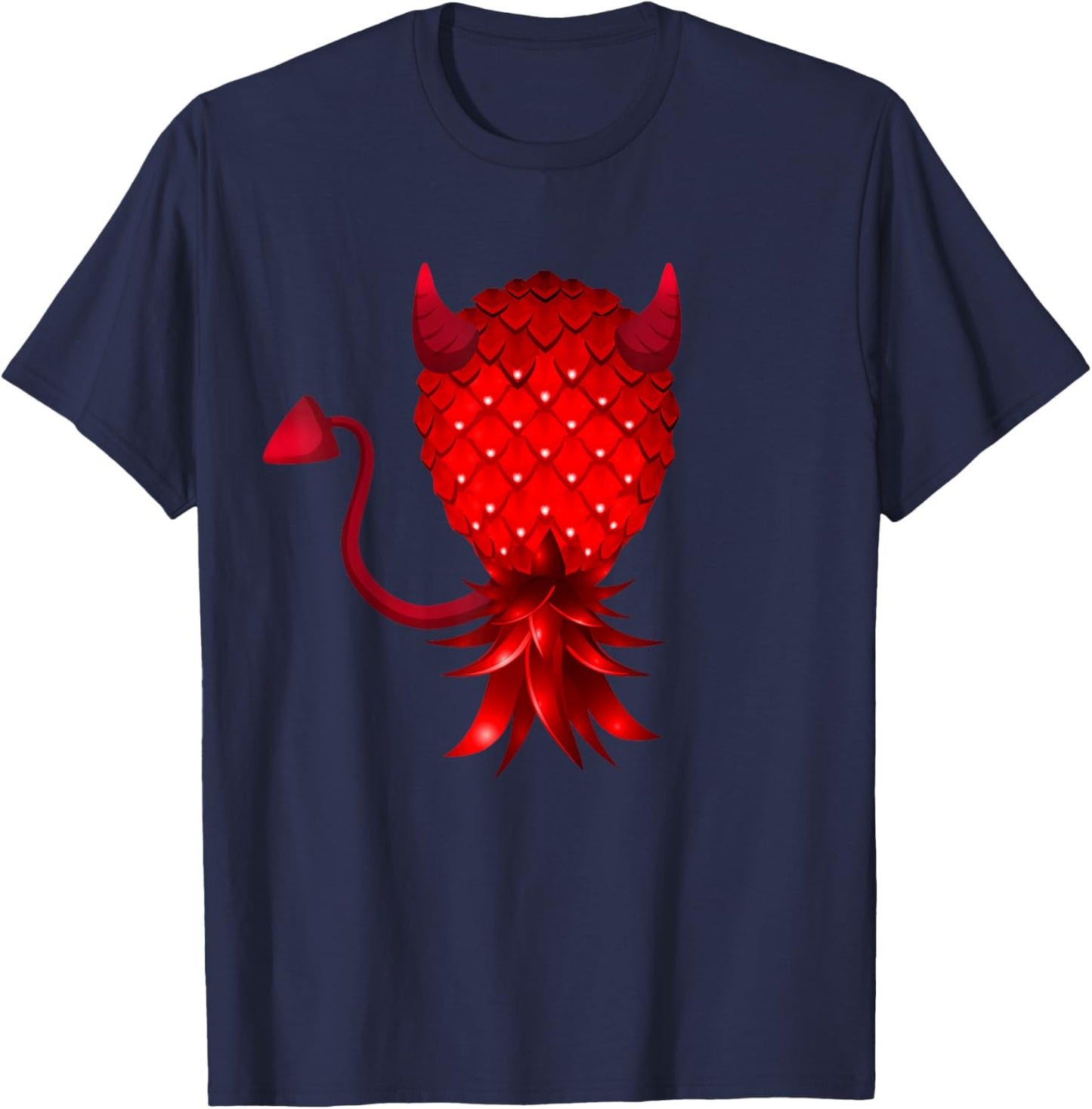 Swinger Upside Down Bad Pineapple Devil Horn T-Shirt - T-Shirt | Navy