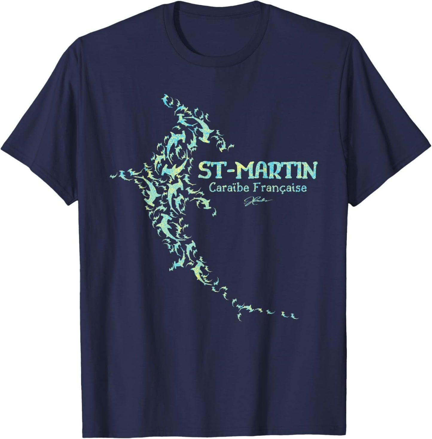 JCombs: Saint-Martin, French Caribbean, Sharks T-Shirt - T-Shirt | Navy