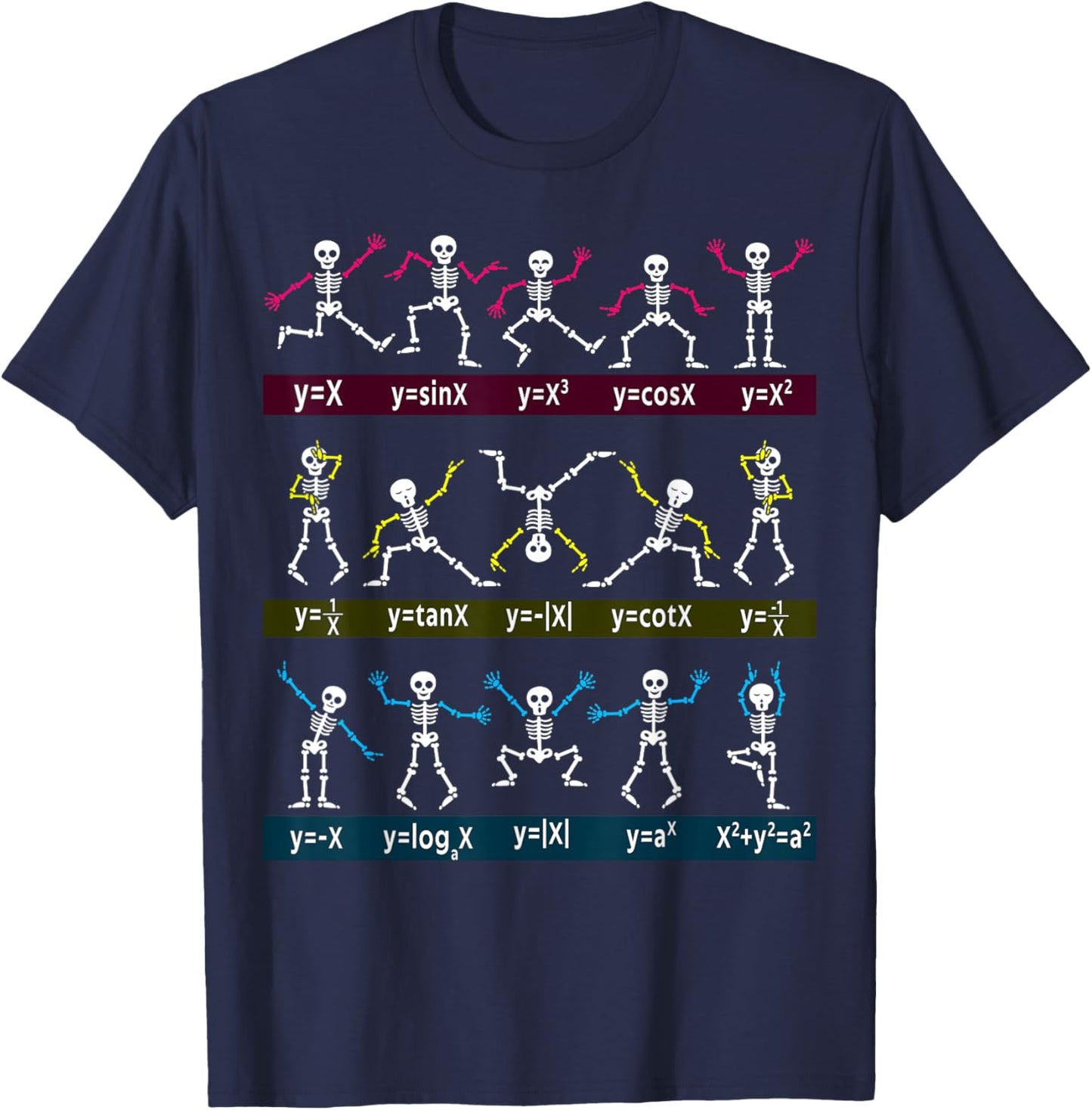 Algebra Dance Funny Function Skeleton Geek Pun Math Equation T-Shirt - T-Shirt | Navy