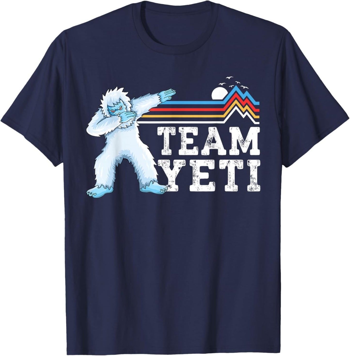 Dabbing Yeti Vintage Sunset mountain bigfoot lover team yeti T-Shirt - T-Shirt | Navy