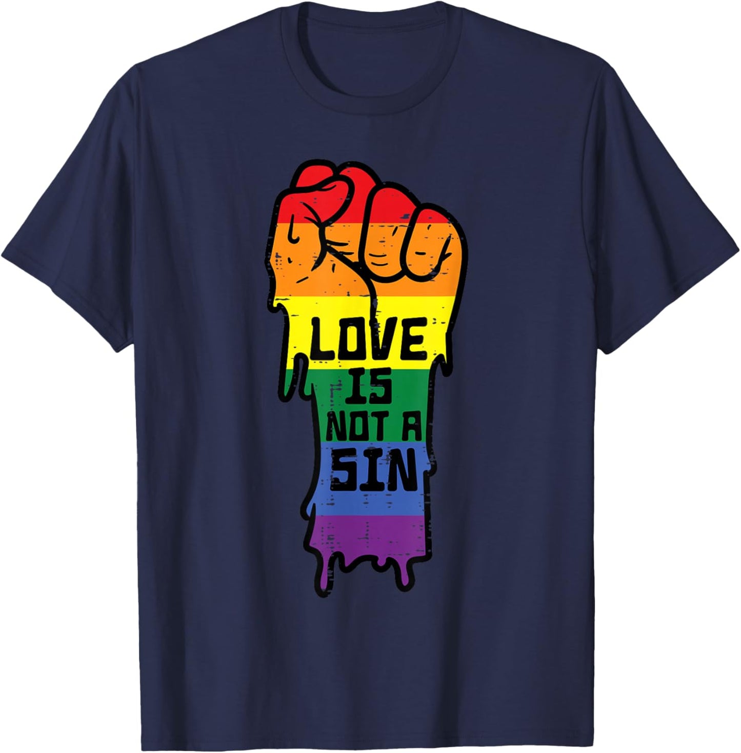 Love Is No Sin Protest Pride Month Straight Ally T-Shirt - T-Shirt | Navy