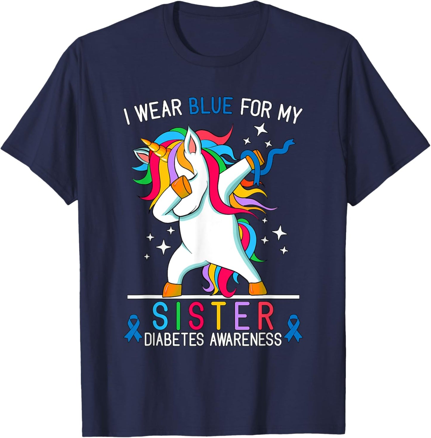 I Wear Blue For My Sister Type One Diabetes Awareness Kids T-Shirt - T-Shirt | Navy
