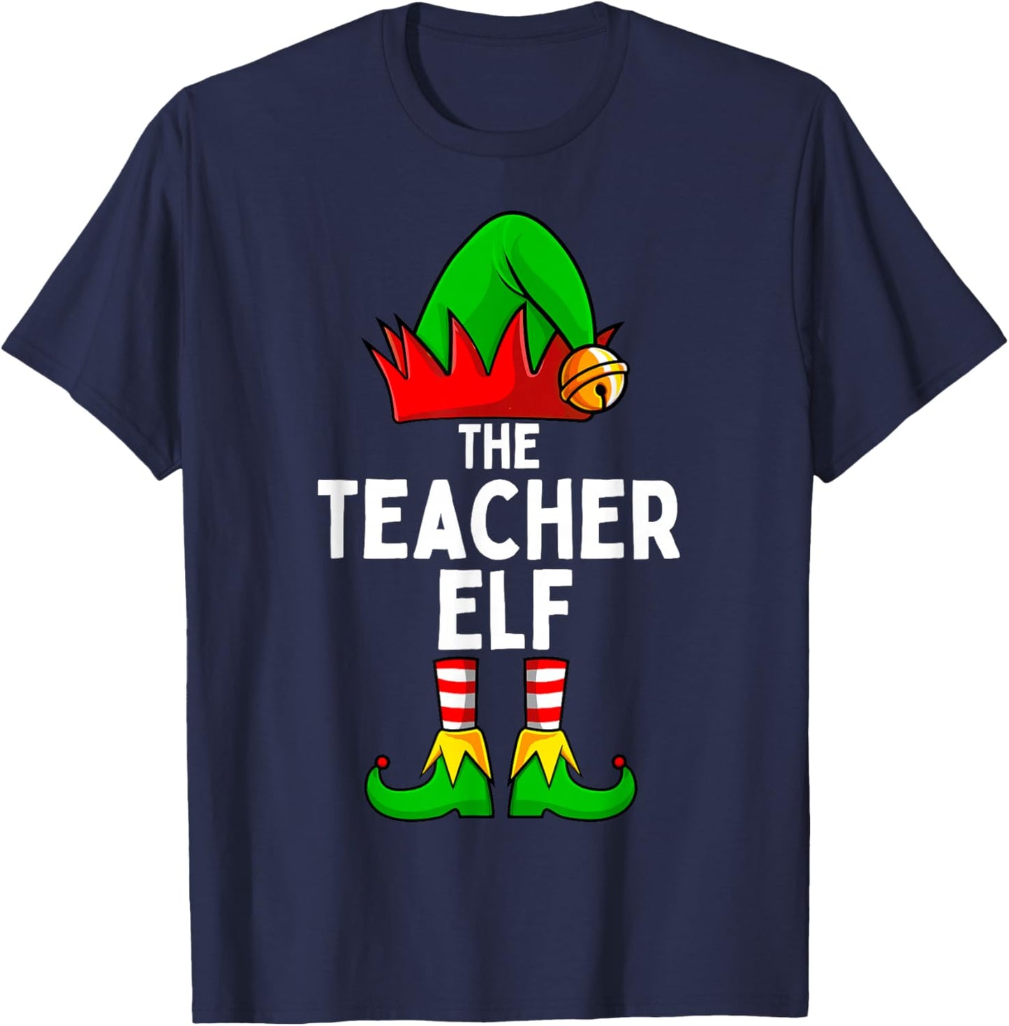 Teacher Elf Matching Family Christmas Women Men T-Shirt - T-Shirt | Navy