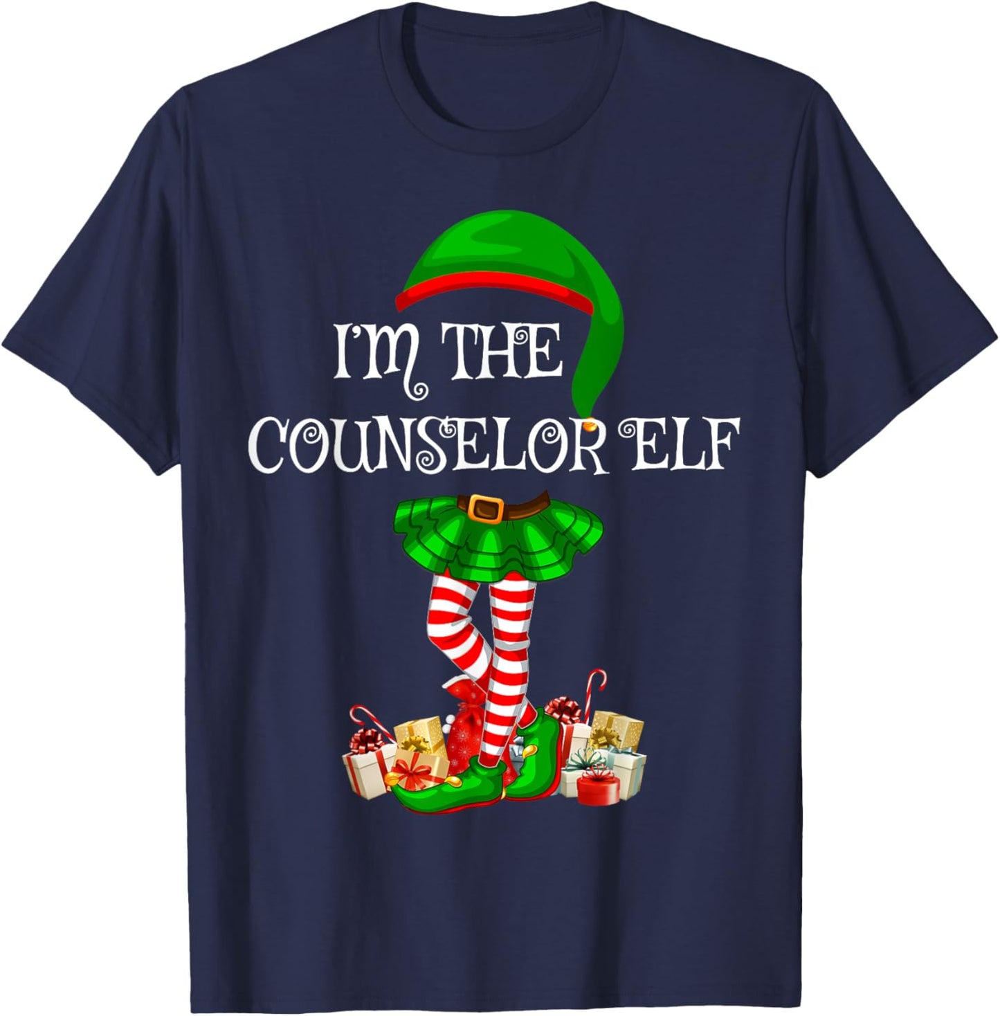 Matching Family Group I'm The Counselor Elf Christmas T-Shirt - T-Shirt | Navy
