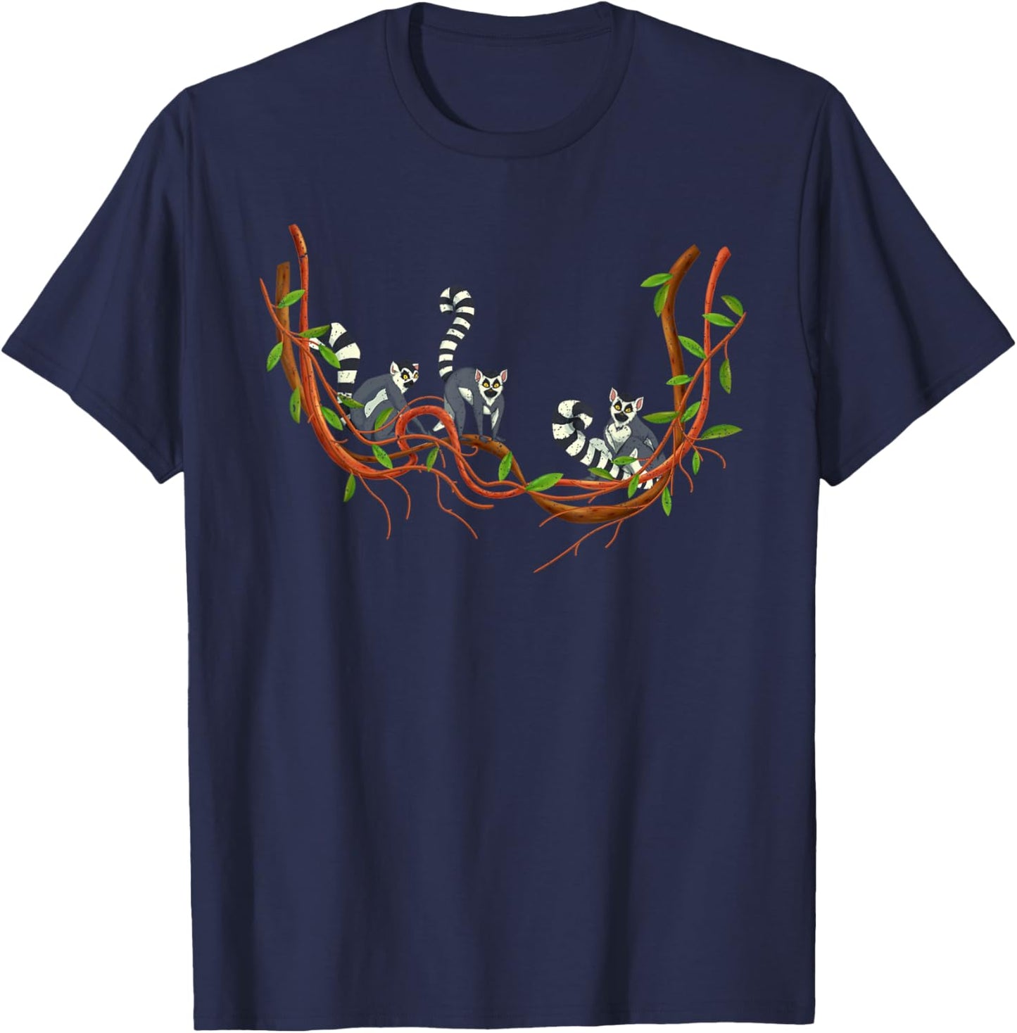 Tropical Monkey Sifakas Vari Madagascar Zoo Animal Lemur T-Shirt - T-Shirt | Navy